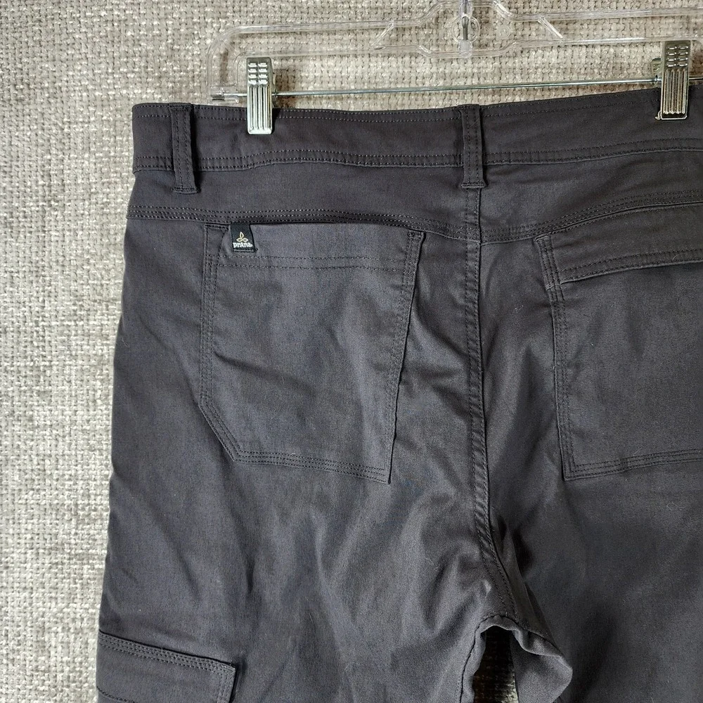 Prana Zion Cargo Pants Mens Large (36x29) Gray Roll Cuff Belted Hiking Casual